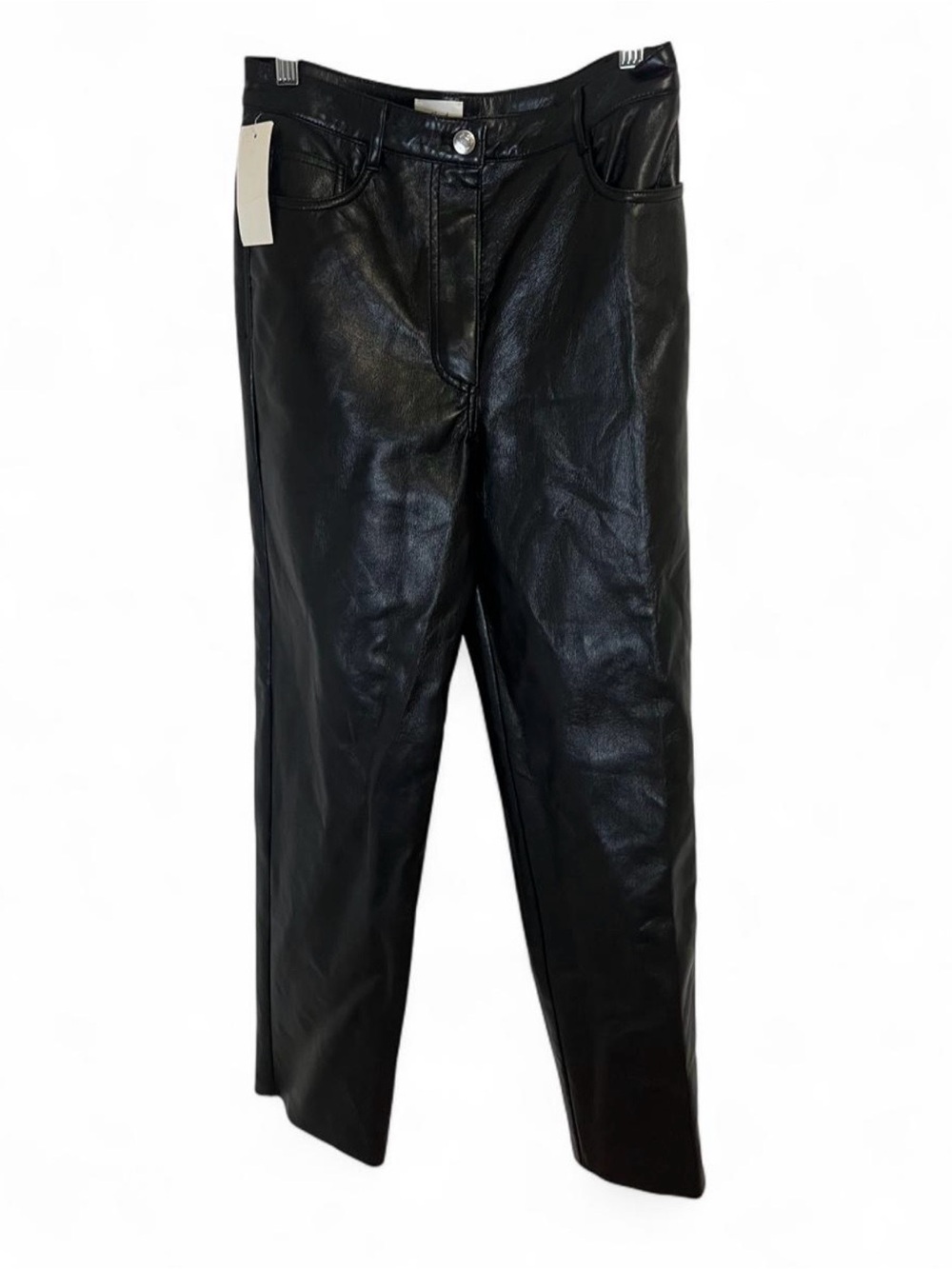 Wilfred Black Faux Leather Straight-Leg Pants